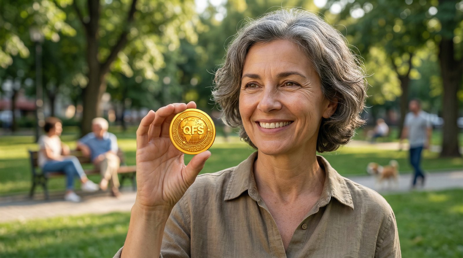 Golden QFS Coin promotional image